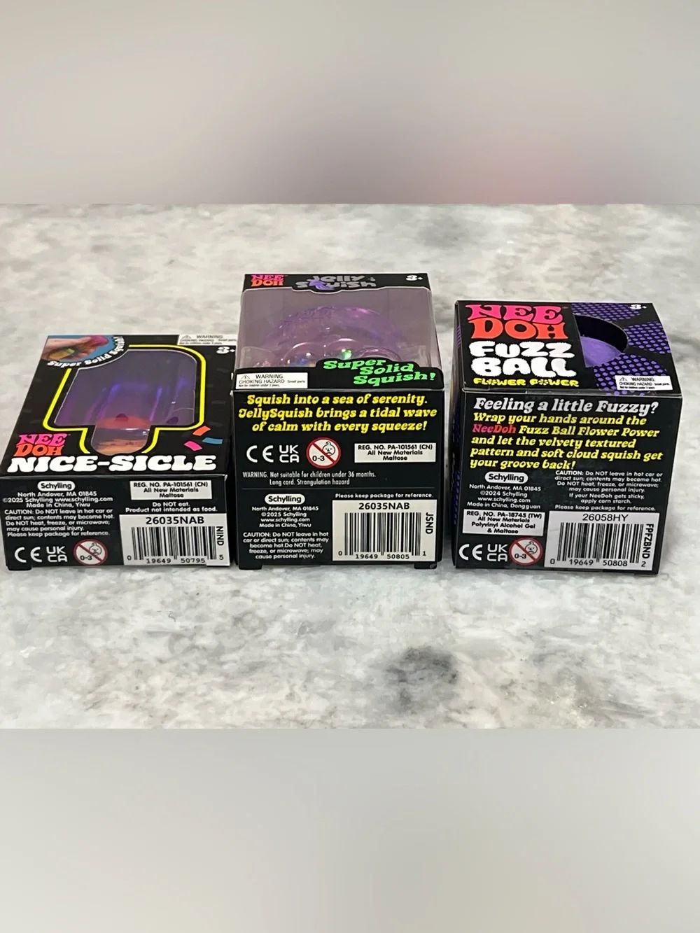 NeeDoh PURPLE Bundle Set of 3! Jelly Squish, Nice Sicle & Fuzz Ball